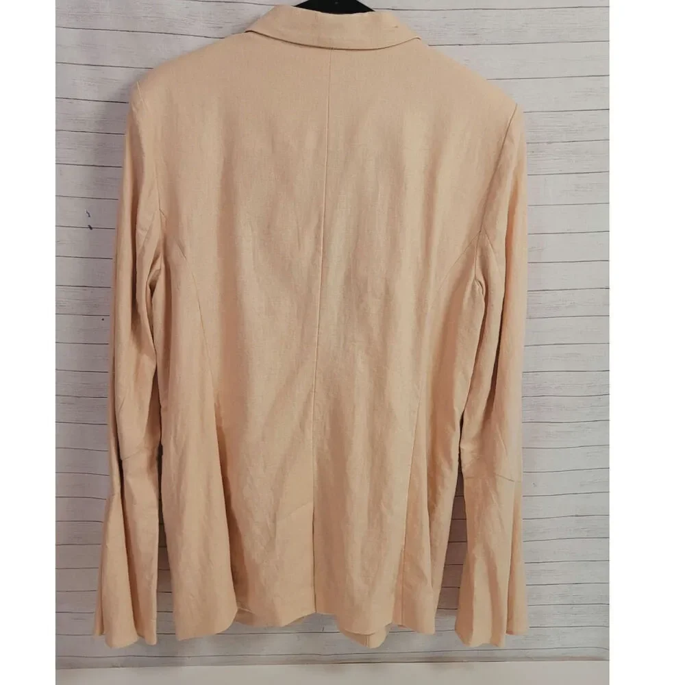 Free People Linen Blend Flared Sleeve One Button Blazer in Peach Rose, sz Large